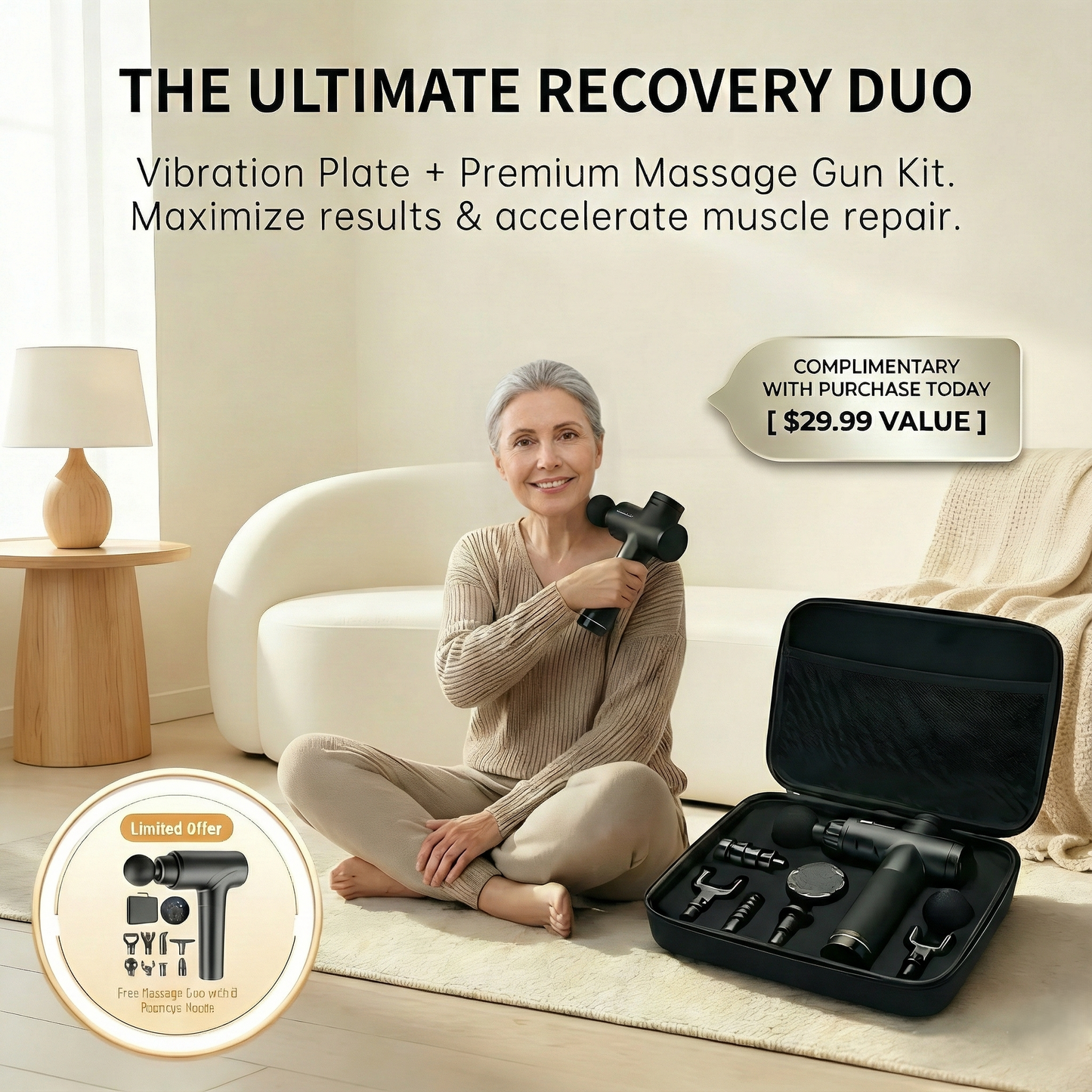SIT & SLIM: 10-Speed Fat Burner with 400LBS Capacity + Free Massage Gun for Recovery!