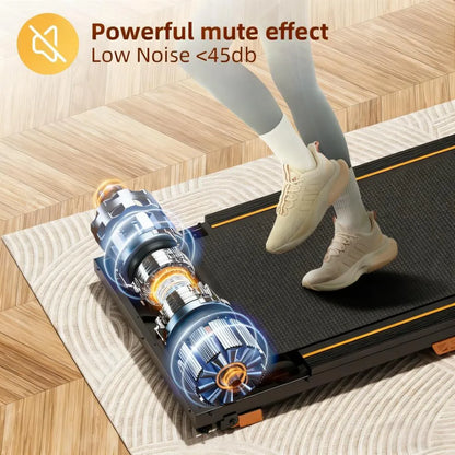 Under Desk Treadmill 330lbs Capacity 2.5HP Portable Compact