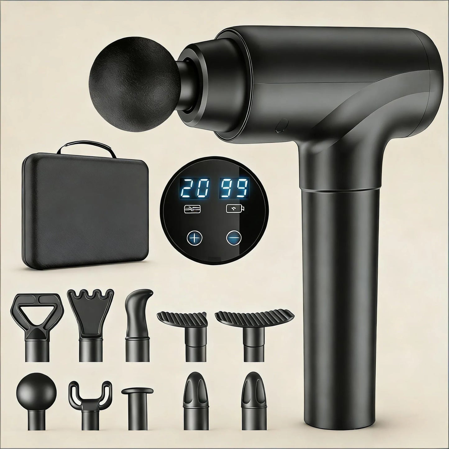 Percussion Massage Gun for Deep Tissue Muscle Relief, 8 Heads & 20 Speeds