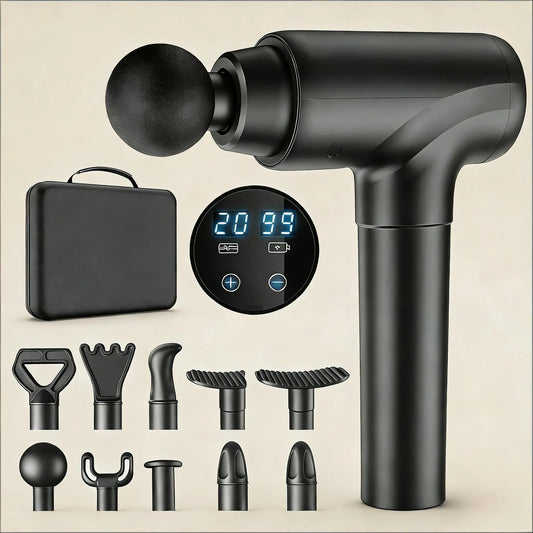 Percussion Massage Gun for Deep Tissue Muscle Relief, 8 Heads & 20 Speeds
