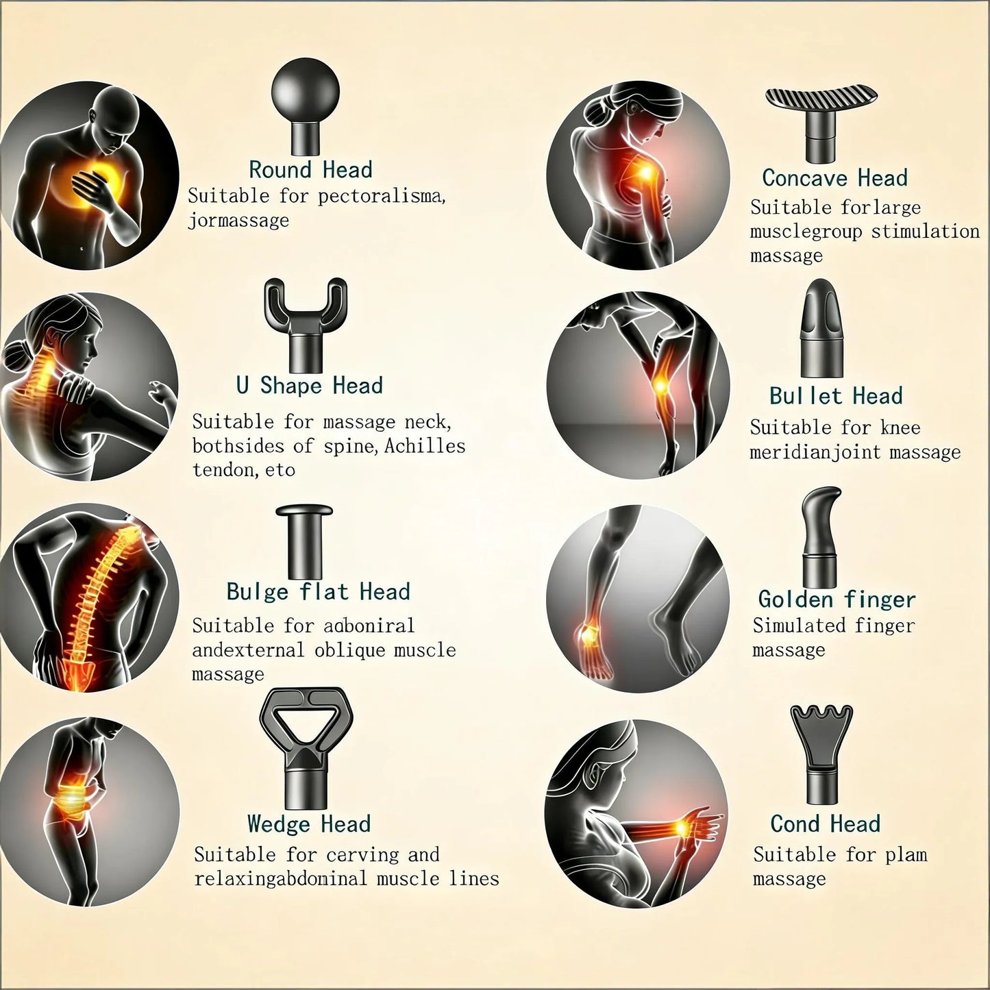Percussion Massage Gun for Deep Tissue Muscle Relief, 8 Heads & 20 Speeds