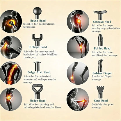 Percussion Massage Gun for Deep Tissue Muscle Relief, 8 Heads & 20 Speeds